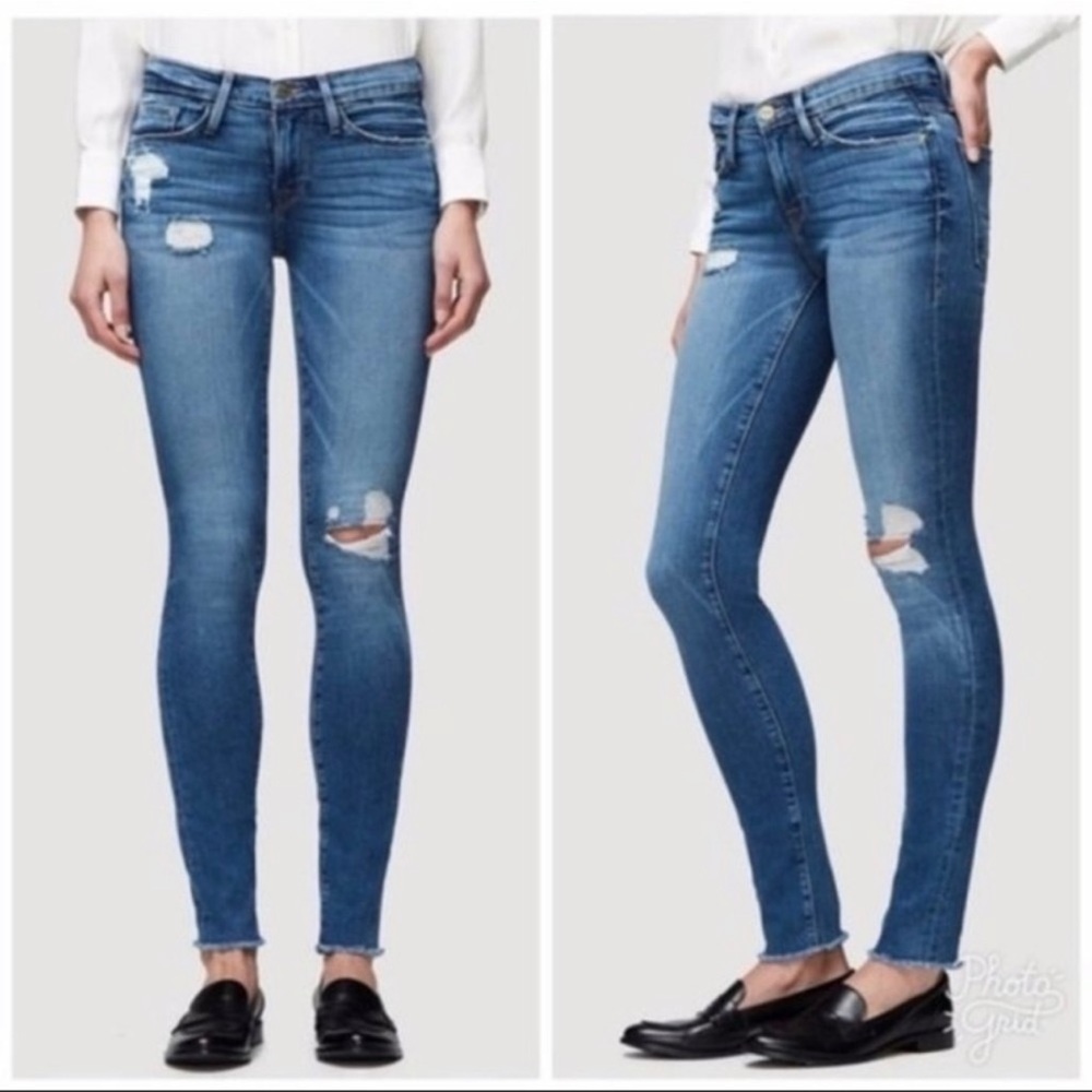 FRAME denim distressed skinny jeans